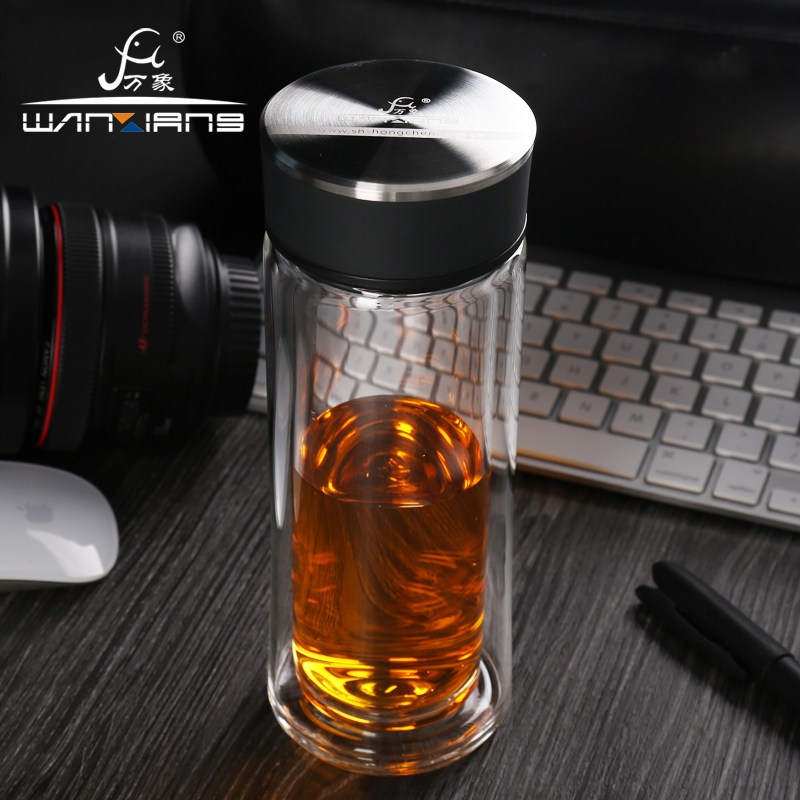 万象便携透明商务双层玻璃杯