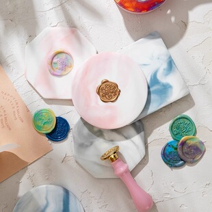 创意陶瓷火漆印章脱模板大理石纹家用茶杯垫隔热垫降温散热冷却板