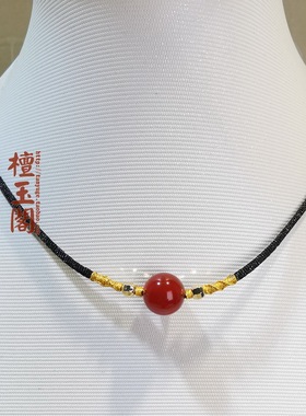 本命年红绳手链女编织情侣红玛瑙手串项链红豆手绳男抖音网红同款
