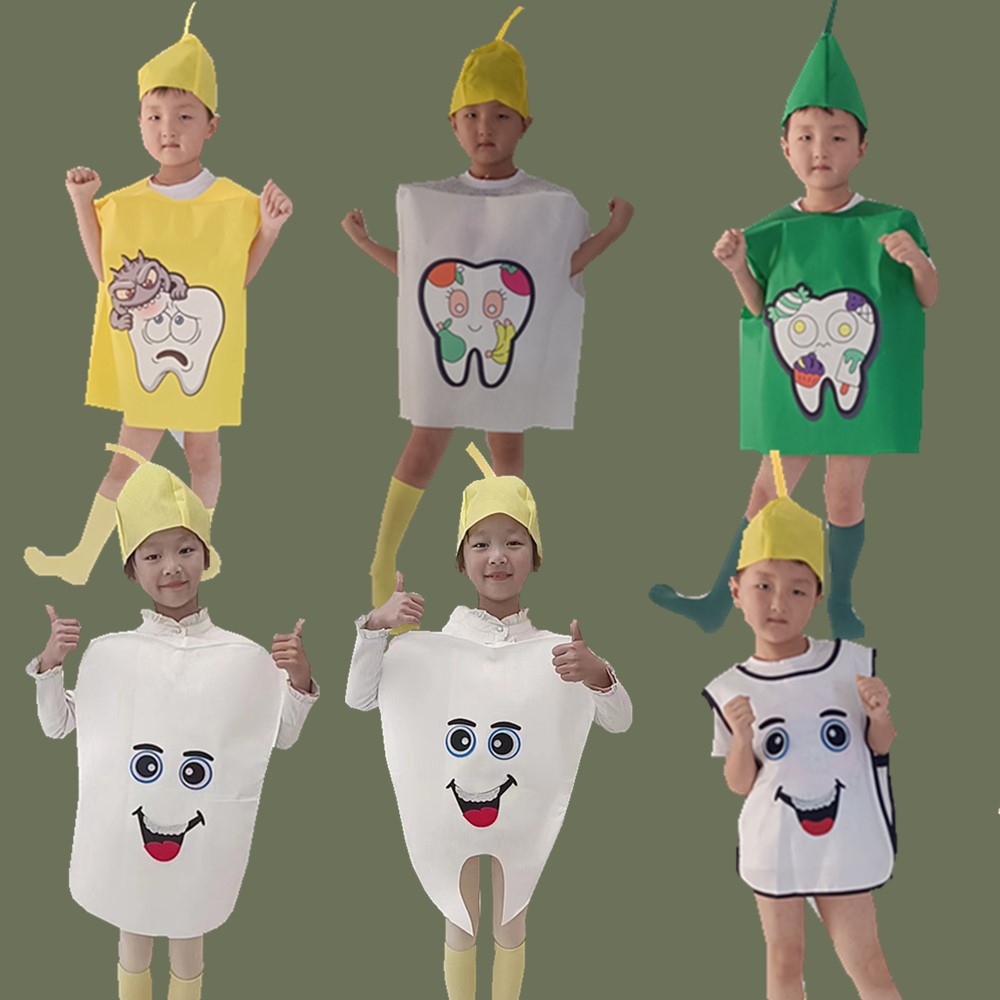 儿童牙细菌演出服装幼儿园病毒细菌黑牙齿蛀牙牙虫牙刷表演衣服