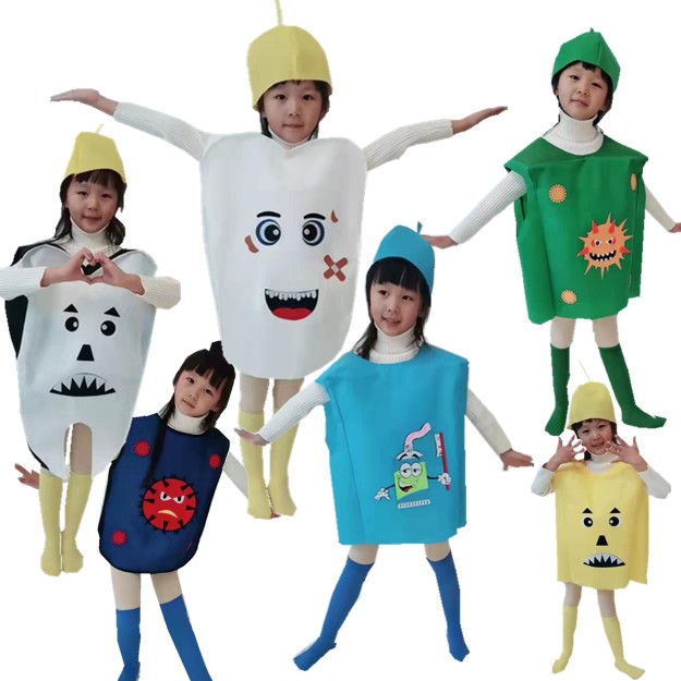 儿童牙细菌大战演出服幼儿园情景剧病毒表演服装牙齿蚜虫牙刷道具