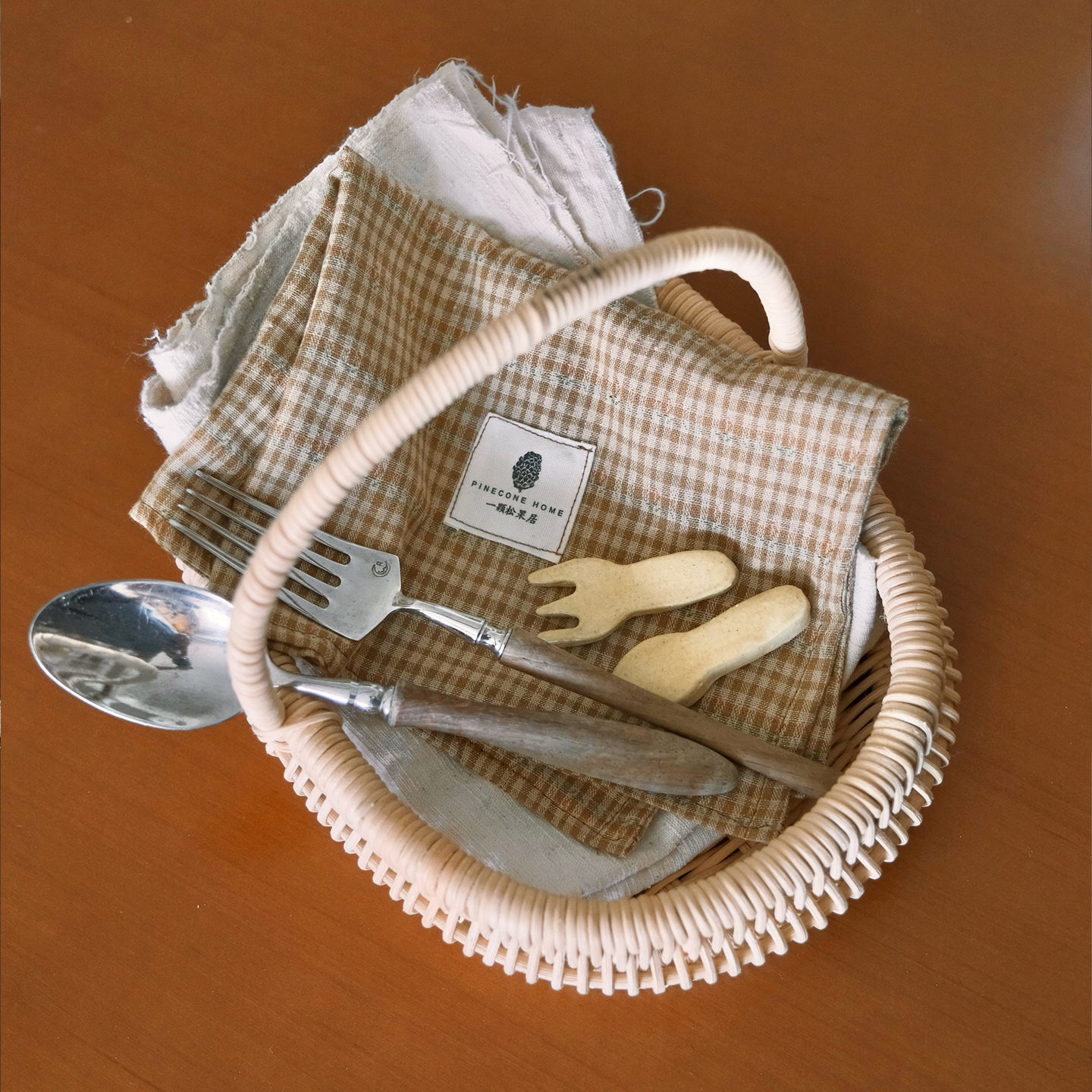 一颗松果居复古法式棉格纹餐垫