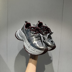 银色厚底老爹鞋女2024秋季新款透气复古百搭小个子增高休闲运动鞋