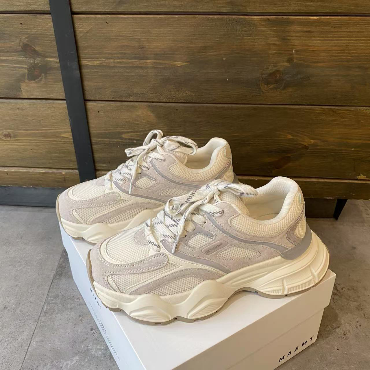 真皮厚底增高老爹鞋女2025春季新款网面透气百搭轻便运动休闲鞋潮