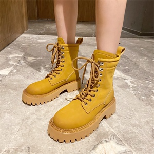 马丁靴女2023秋季新款经典大黄真牛皮英伦风短靴潮酷ins女小个子
