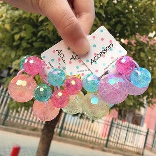 亏清 女孩大球发绳 气泡球马尾辫头绳 闪亮皮筋 儿童发圈