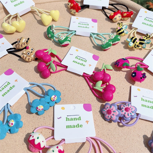 卡通细皮筋 小童发绳 高弹力绕绕扎头绳 发圈 女孩爱心樱桃发饰品