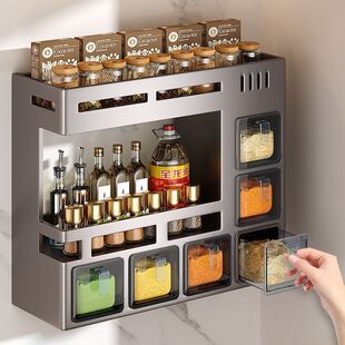 挂在墙上的厨房置物架放碗和盘子的架子放各种锅放菜板和刀的新型