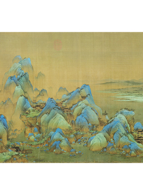 千里江山图 国画 线描艺术jpeg大图精品素材设计包装艺术印刷打印