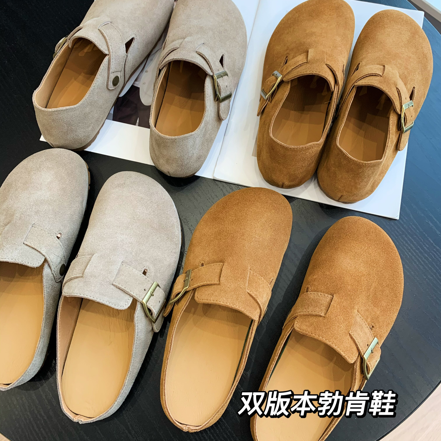 勃肯鞋拖鞋大头鞋牛皮一脚蹬单鞋