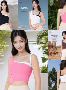 优卡莲纯欲独特绝美撞色辣妹瑜伽服不规则无袖背心运动上衣ABW035