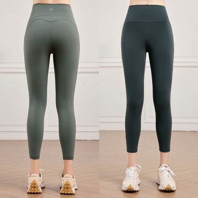 凡圣瑜伽服裸感紧身瑜伽裤运动高腰显瘦速干蜜桃臀八分裤FA787