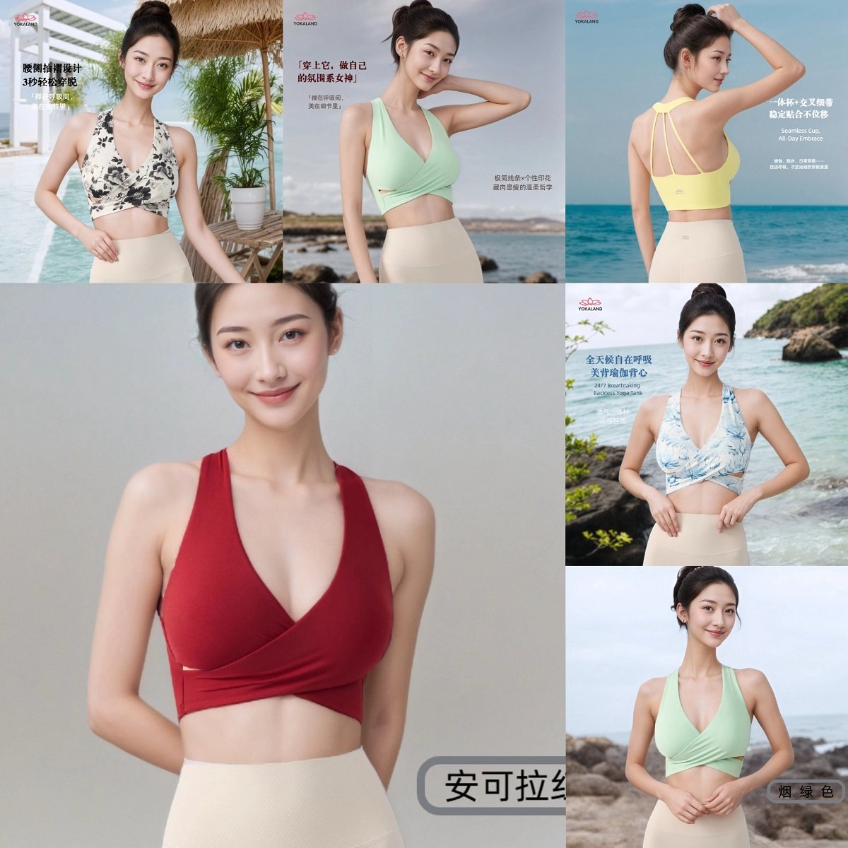 优卡莲印花运动内衣女瑜伽服挂脖美背背心上衣外穿健身文胸ABW031,运动/瑜伽/健身/球迷用品,瑜伽内衣,淘宝优惠券,粉丝福利购,淘宝优惠卷