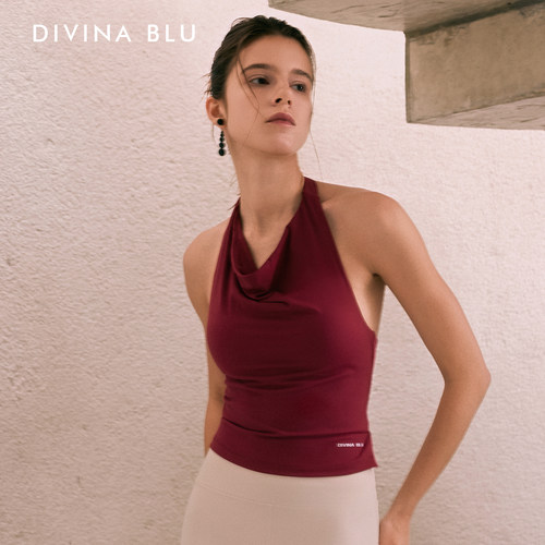 DIVINA BLU迪唯纳波尔图瑜伽运动裸感美背背心普拉提挂脖荡领S156