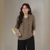 胖mm巨遮肚上衣秋装 纯色 连帽宽松外穿打底巨好看美拉德绝美针织衫