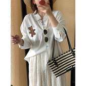 春装 上衣显瘦时尚 胖mm大码 刺绣边卡通贴布POLO领衬衫 女装 2026新款