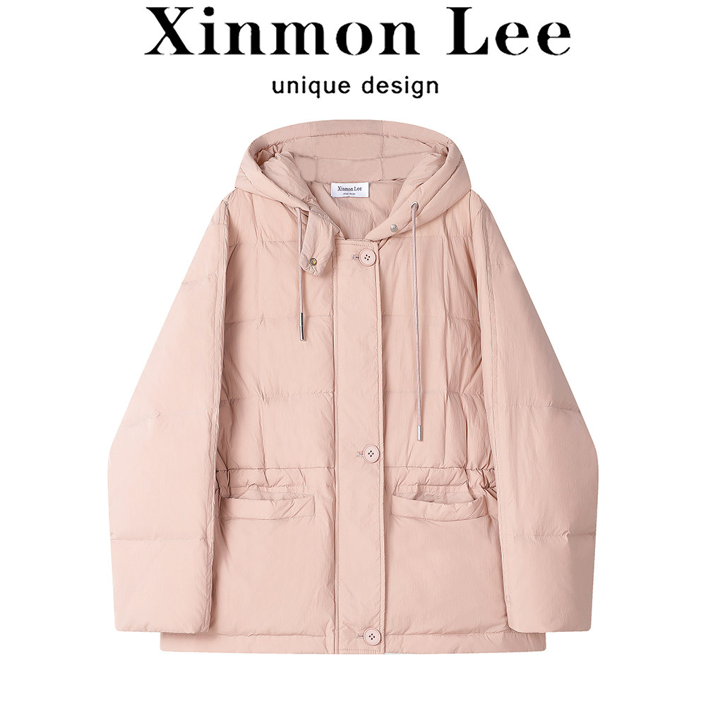 XinmonLee气质连帽加厚甜美漂亮羽绒服连帽外套冬季宽松韩版棉服