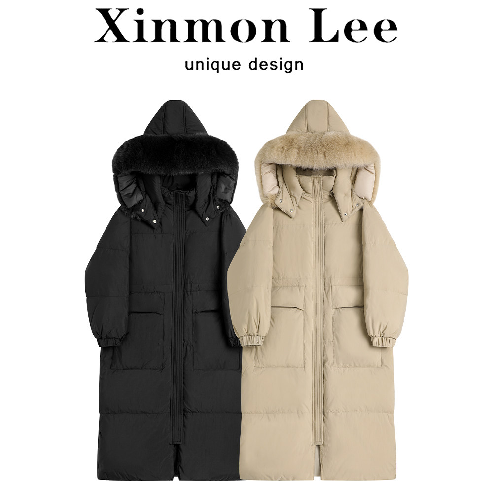 XinmonLee设计感连帽中长款羽绒服加厚保暖冬季女超好看外套大衣