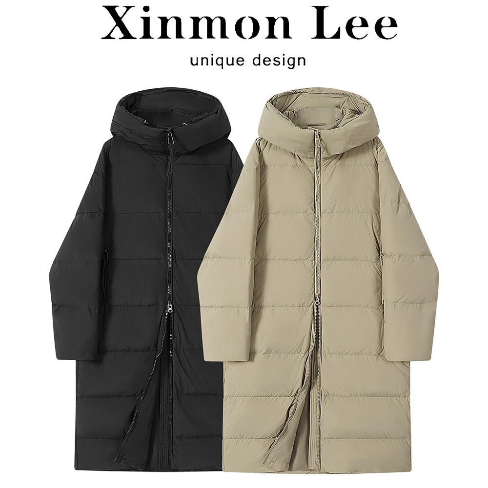 XinmonLee气质轻薄长款羽绒服冬季连帽外套韩系简约休闲宽松显瘦
