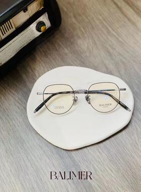 BALIMER巴里摩尔纯钛眼镜多边形男女款全框近视镜架双色搭配B8245