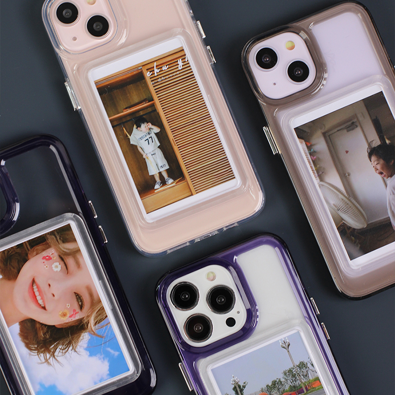 送照片2张透明卡套DIY放卡苹果17promax手机壳适用iphone16plus新款15情侣14拍立得13全包xs硅胶2防摔8plus软