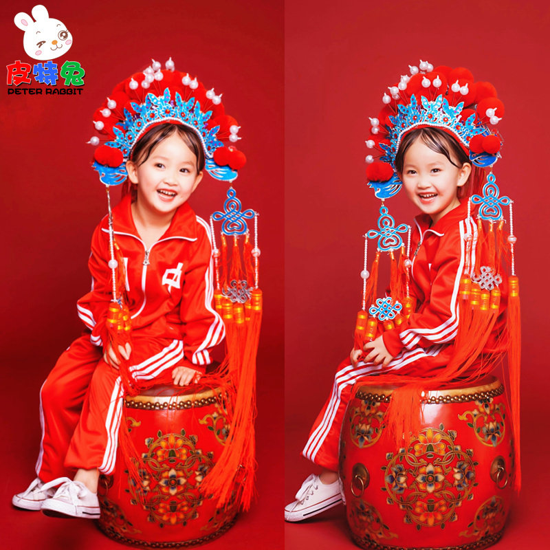 中国字校服影楼儿童摄影服装国潮写真古装拍摄国风主题拍照衣服饰