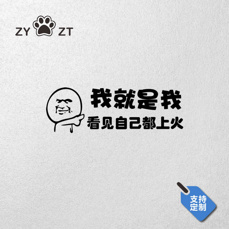 zyzt 我就是我看见自己都上火 个性文字汽车贴纸 车身贴 反光贴