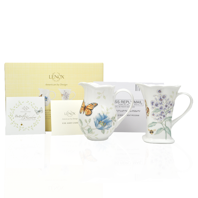 Cershar Lenox 蝴蝶系列陶瓷瓷器咖啡奶盅壺罐帶把手柄奶勺尖嘴杯