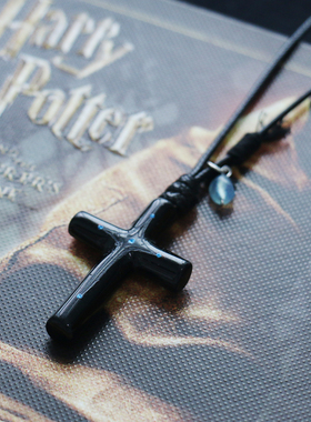 黑曜石十字架吊坠项链男