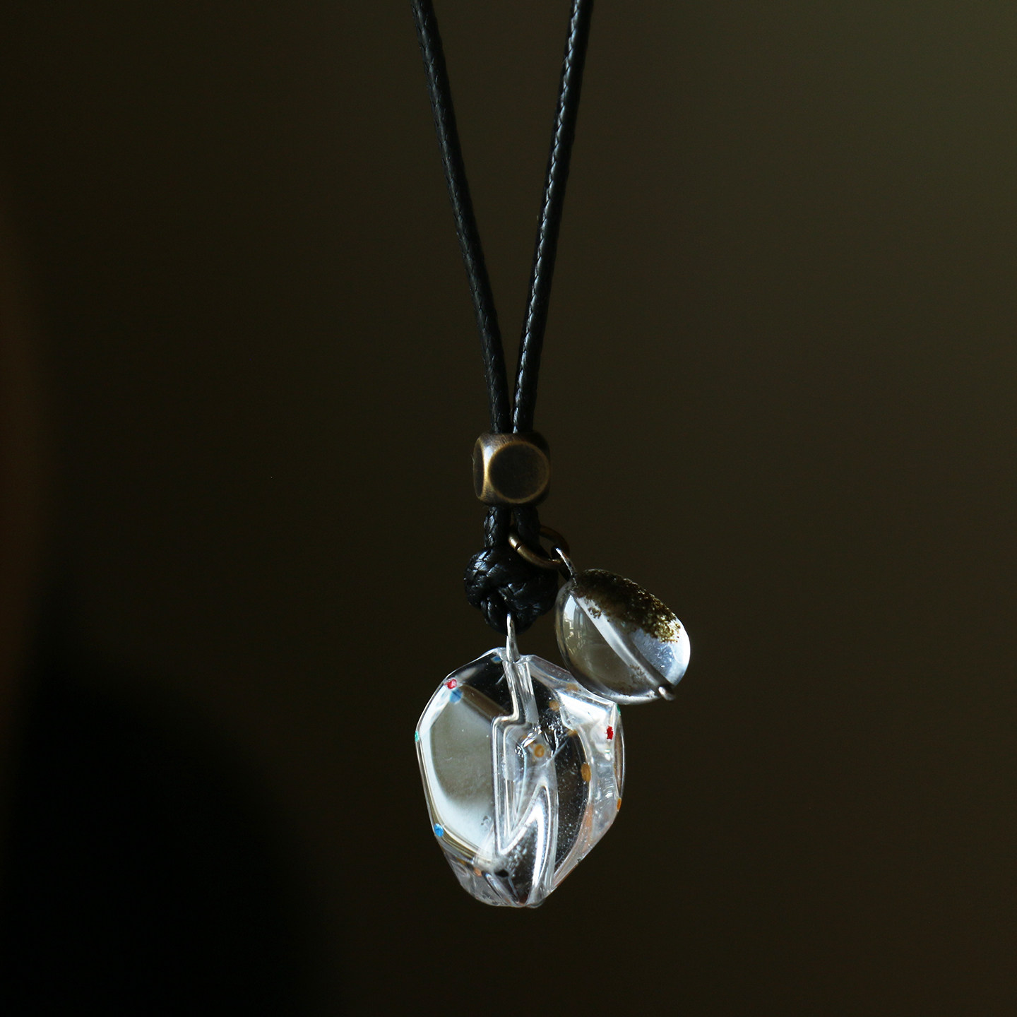 天然白水晶项链男款护身符黄紫水晶五行补金木水火土轻奢小众吊坠