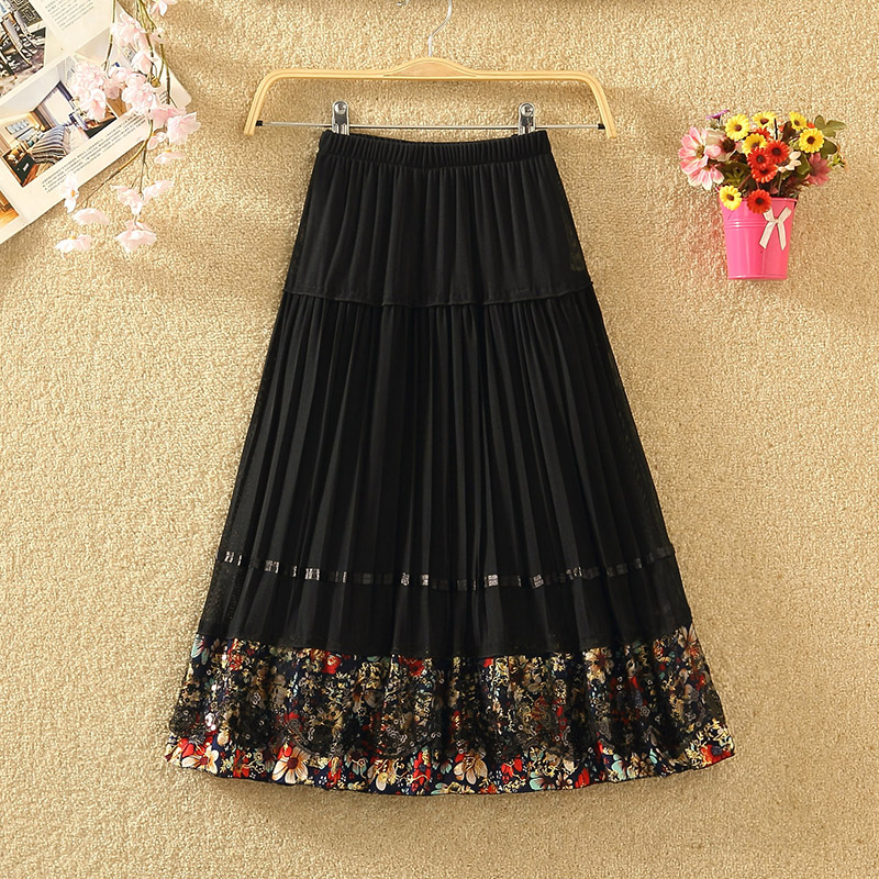 新款松紧腰中老年妈妈跳舞半身裙