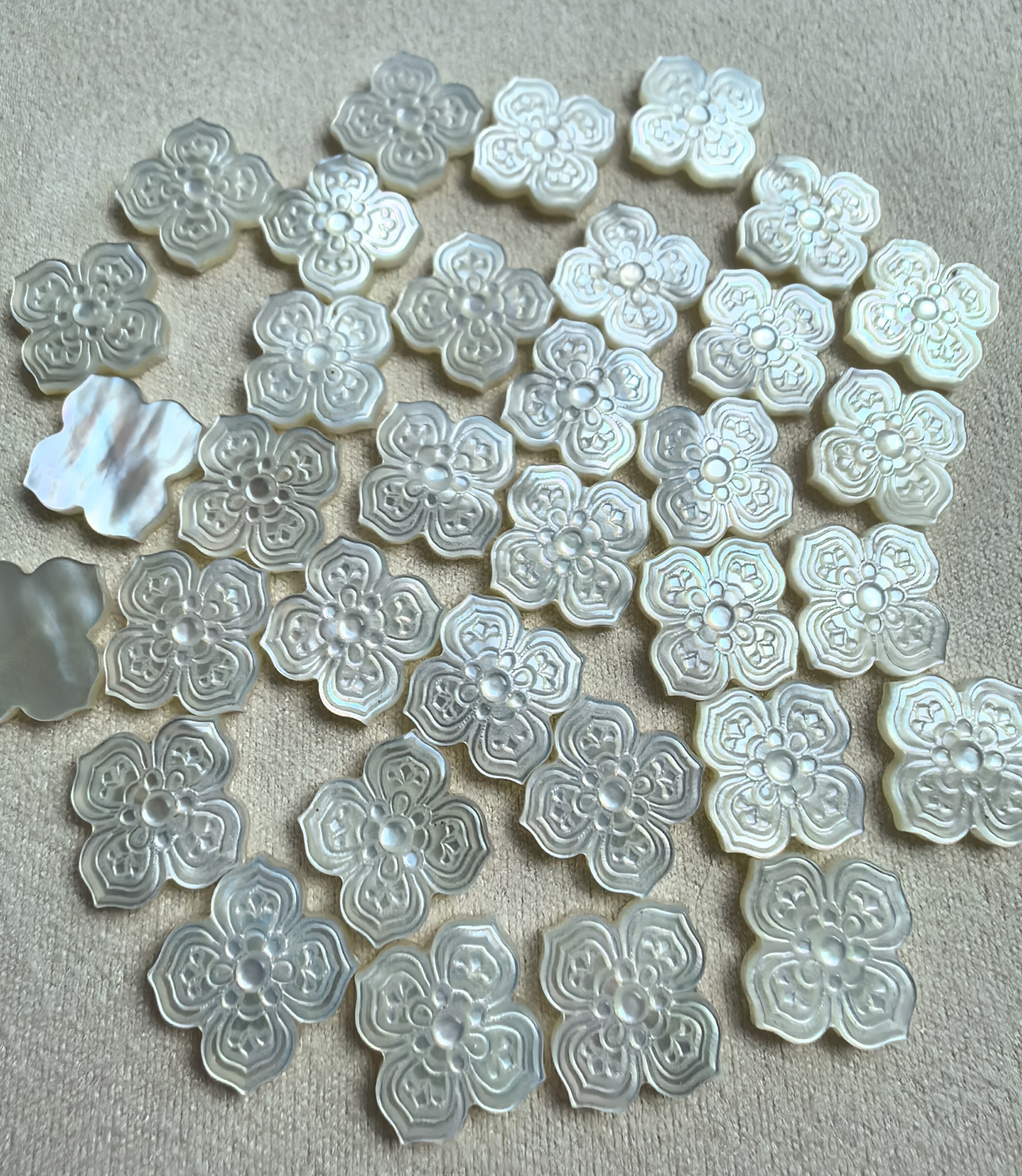 深海蝶贝10mm/15mm如意宝相花背云四方流云扣DIY贝壳手工饰品配件