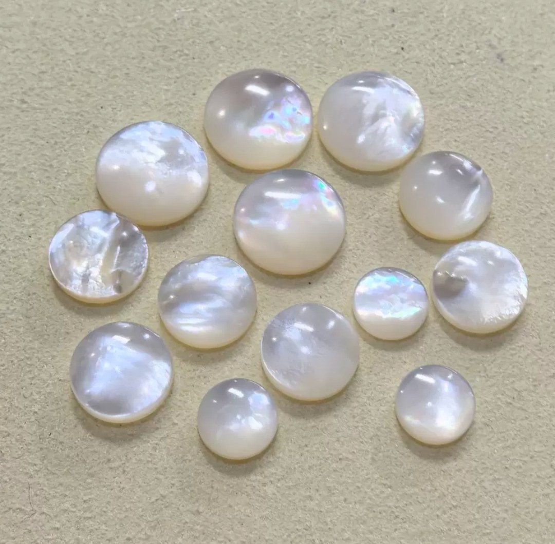 深海蝶贝8mm10mm12mm蝶贝圆形戒面DIY手工镶嵌绕线饰品配件材料