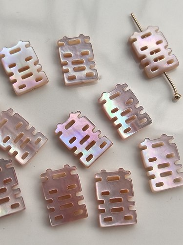 深海蝶贝10*15mm囍字竖孔粉蝶贝手工DIY贝壳饰品材料配件