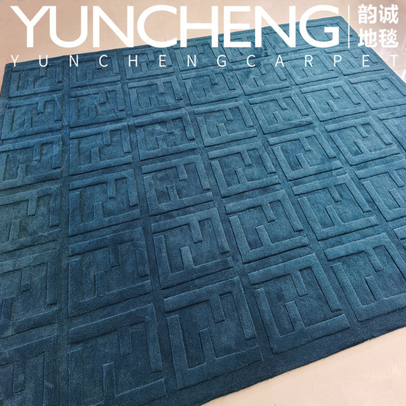 孔雀绿色立体大牌欧美轻奢客厅茶几地毯满铺卧室书房衣帽间床边毯