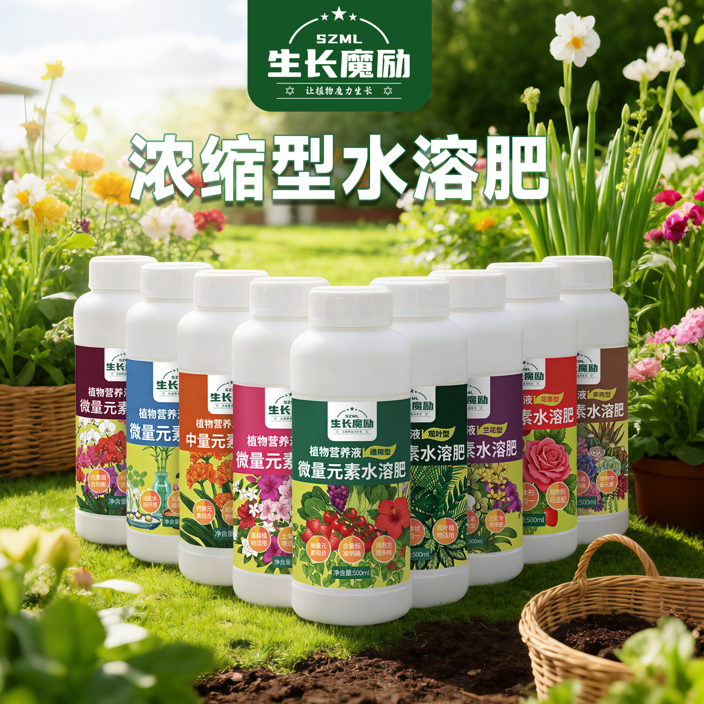 生长魔励多肉月季植物圆瓶营养液观叶龟背竹绿萝发财树虎皮兰花肥