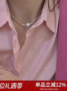 珍珠纯银碎银子女锁骨链