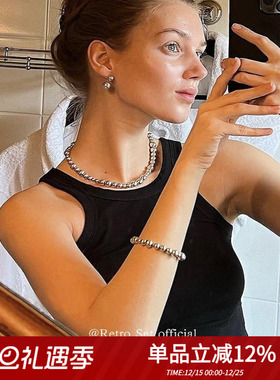 Lie银圆珠女优雅项链极简