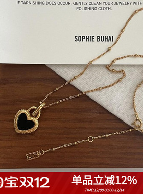 其他纯银黑玛瑙女双面项链爱心