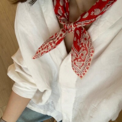 madewell春季法式印花精梳棉方巾