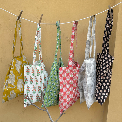 印度拓印布百搭单肩托特包袋简约