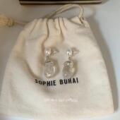 Sophie buhai小众设计高级感复古独特透明白水晶天然珍珠水滴耳环