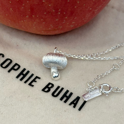 手工制925纯银蘑菇项链小众设计