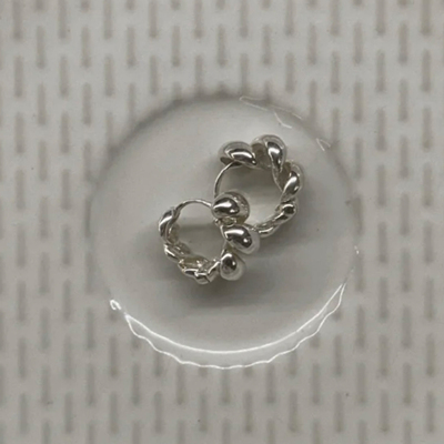 韩国设计S925纯银麻花牛角包耳扣