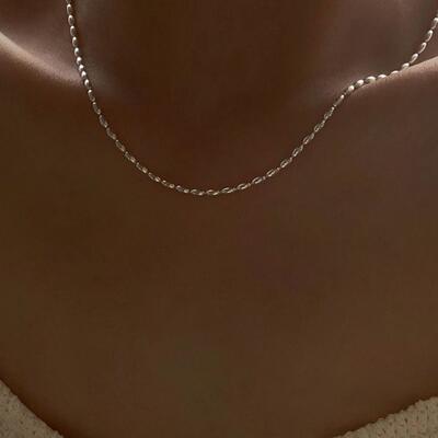 纯银纯银米粒女简约项链百搭