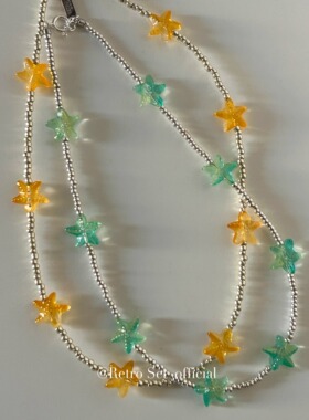 琉璃银圆珠女原创项链