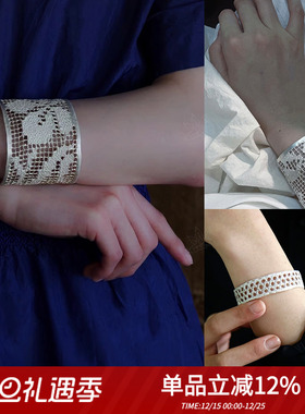 定制Maison Rubus法国蕾丝开口925纯银手镯精致复古小众高级感