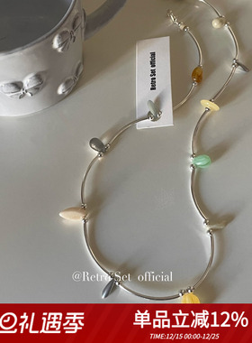 捷克珠纯银女原创设计项链锁骨链