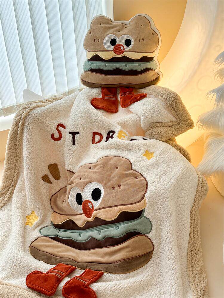 도넛 햄버거 두꺼운 양고기의 벨벳 담요 소파 던지기 담요 캐주얼 담요 산호 벨벳 사무실 낮잠 담요