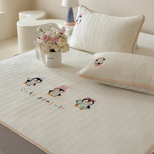 3D高分子凉感华夫格冰丝席三件套